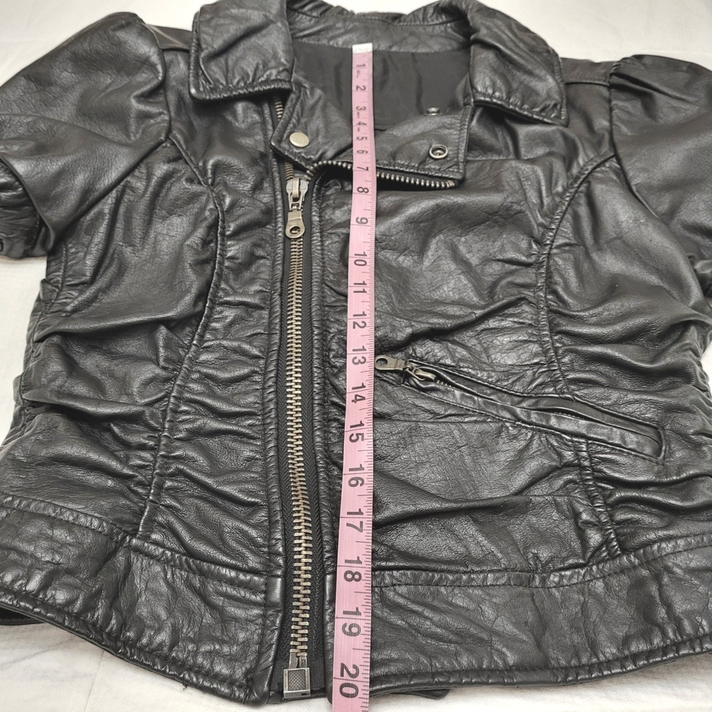 Nazly Villamizar Colombia Designer VTG Y2K Black Leather Moto Fitted Jacket M - Picture 10 of 11